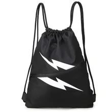 School Bag lightning Drawstring Backpack For Teenage Women Men Waterproof Drawstring Bag Packing Cubes Large Capacity