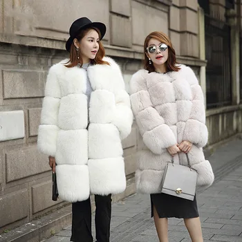 

Real Fur Coat Women Clothes 2018 Fox Fur Coat Is 90 cm Whole Skin Luxury Long Coat Women Fashion Slim Park With Natural Fur