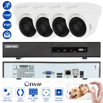 

Owsoo 8CH CCTV Security Surveillance Full 1080P NVR Network Video Recorder + 4*HD 720P Dome IP Camera Digital Zoom Night View