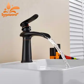 

Suguword Basin Sink Faucet Chrome/Brushed/ORB Mixer Tap Hot and Cold single Handle One Hole Bathroom Faucet Wide Spout