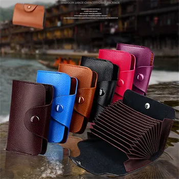 

Genuine Leather Unisex Business Card Holder Solid Put 13 Pcs Credit Cards Storage Card ID holders Case Supplies Women cardholder