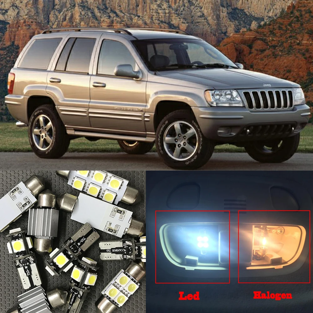 Kit de luz Interior LED sin errores, accesorios para Jeep Grand Cherokee, mapa, cúpula, luz de matrícula, paquete 10x, 1999-2004 - AliExpress Automóviles y motocicletas