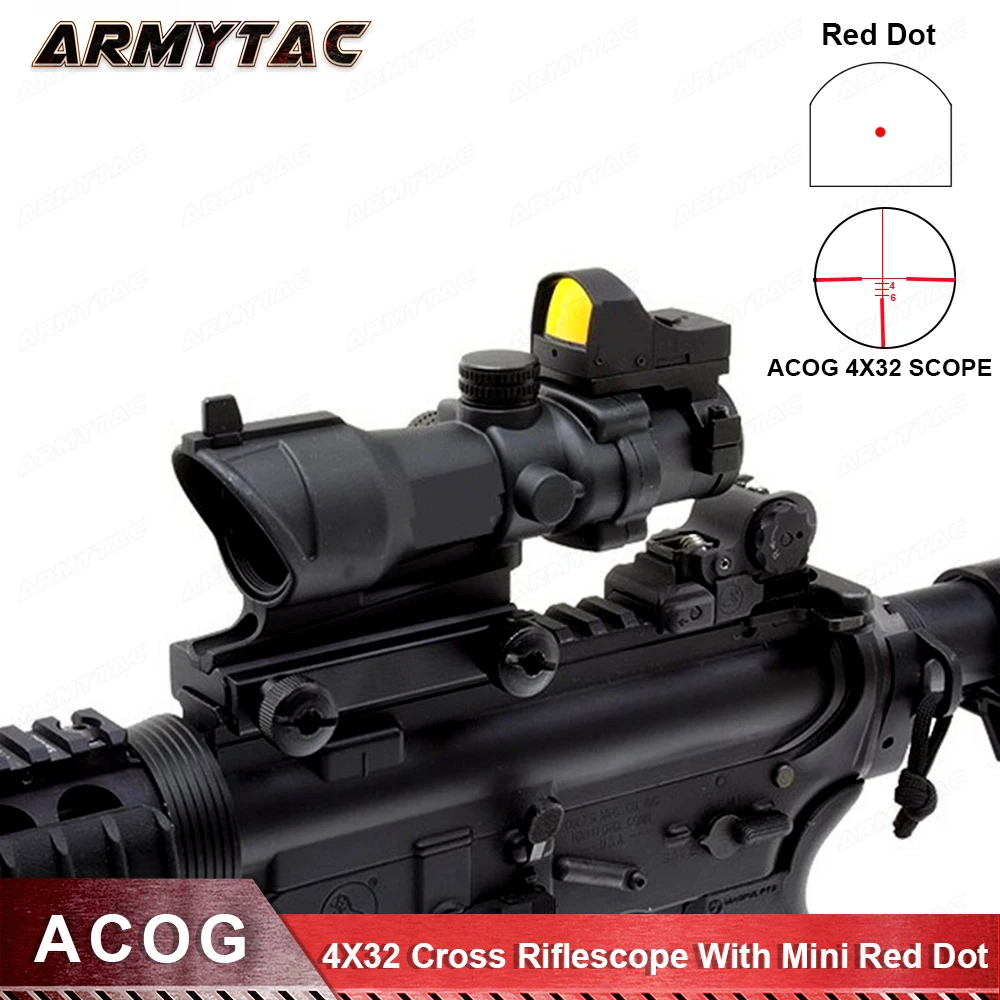 Acog 4X32 оптический прицел с мини красной точкой снайпер Охота стрельба