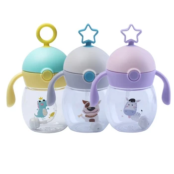 

240ML Sippy Cup With Straw Baby Feeding Cup Kids Learn Drinking Water Milk Bottle With Handle Training Kids Cup Tritan BPA Free