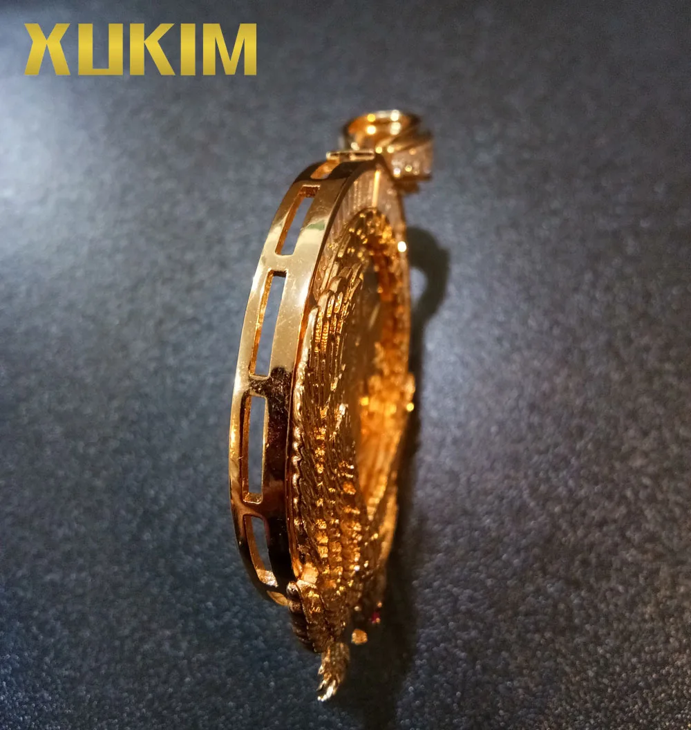 Xukim ювелирные изделия на заказ кулон крылья орла кубический цирконий золото Мексиканская монета кулон ожерелье