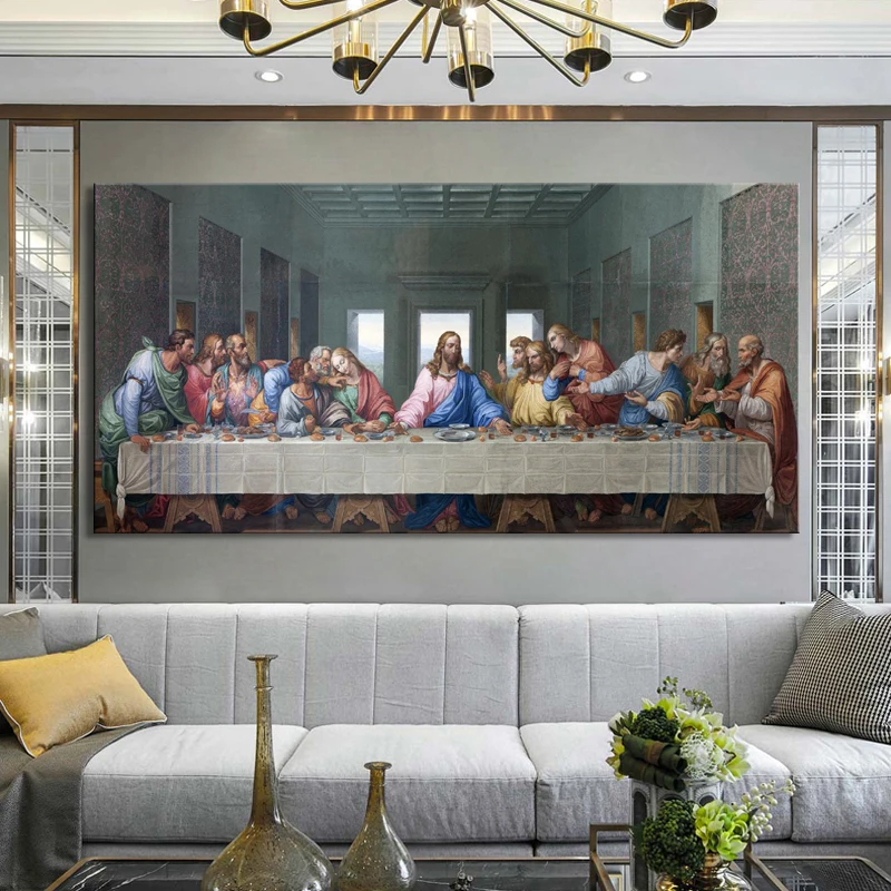 Leonardo Da Vinci's The Last Supper Posters and Print Wall Art Canvas Painting Famous Painting Art for Living Room Cuadros Decor