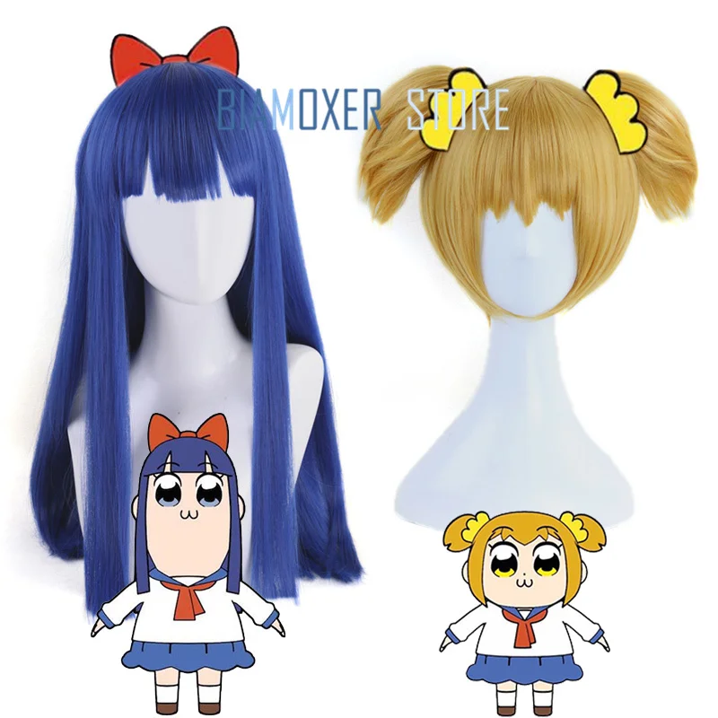 POP TEAM EPIC Poputepipikku Popuko Pipimi желтый парик для косплея с синими волосами аниме парики|wig