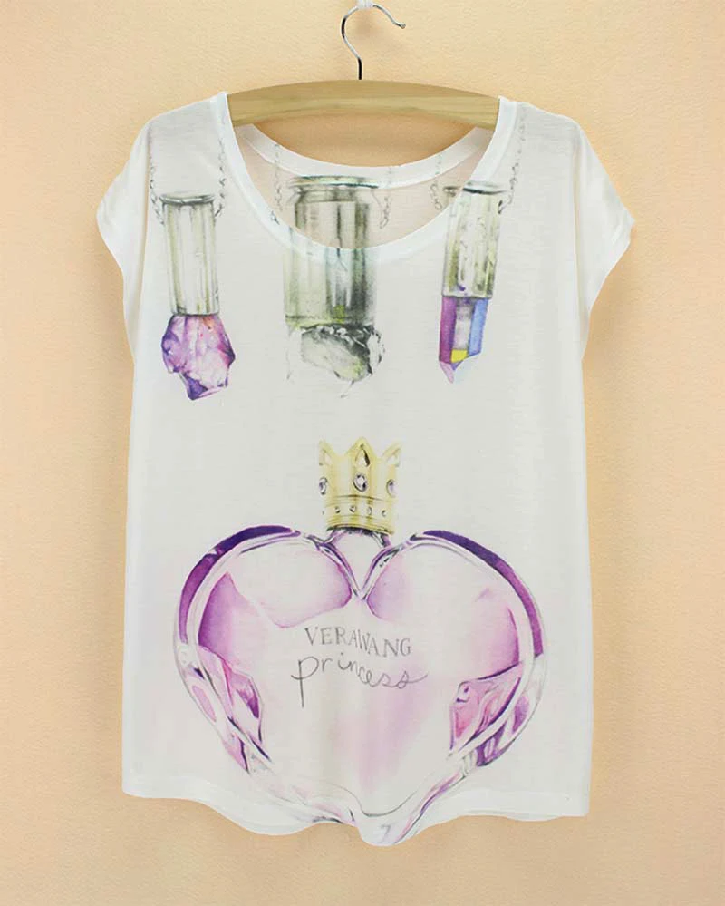 Perfume Bottle printed t shirt woman original design top tees cotton