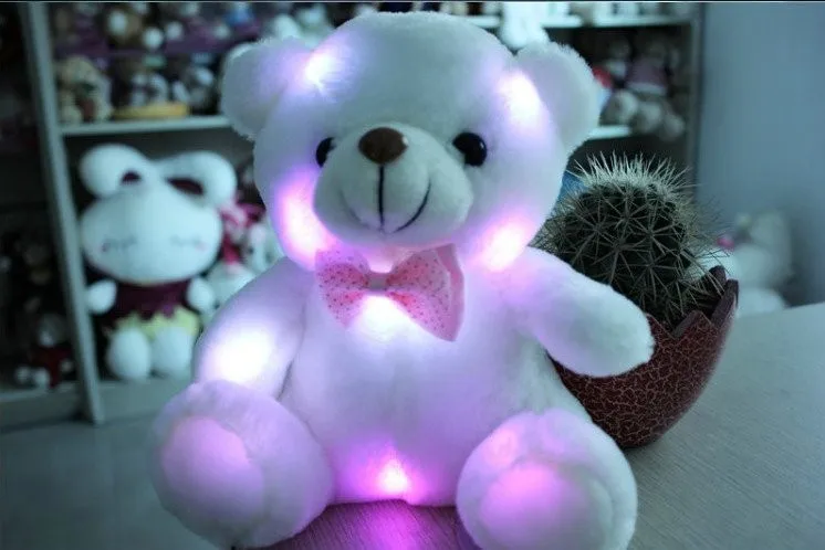 20 см Горячая Милая Большой светящийся плюшевый мишка игрушечный медведь объятие красочная вспышка, светодиодная плюшевая игрушка подарок на день рождения