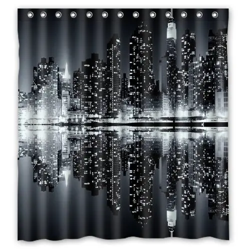 Занавеска для душа Нью-Йорк горизонт черно-белая печать водонепроницаемый Mildewproof полиэстер ткань набор занавесок для ванной