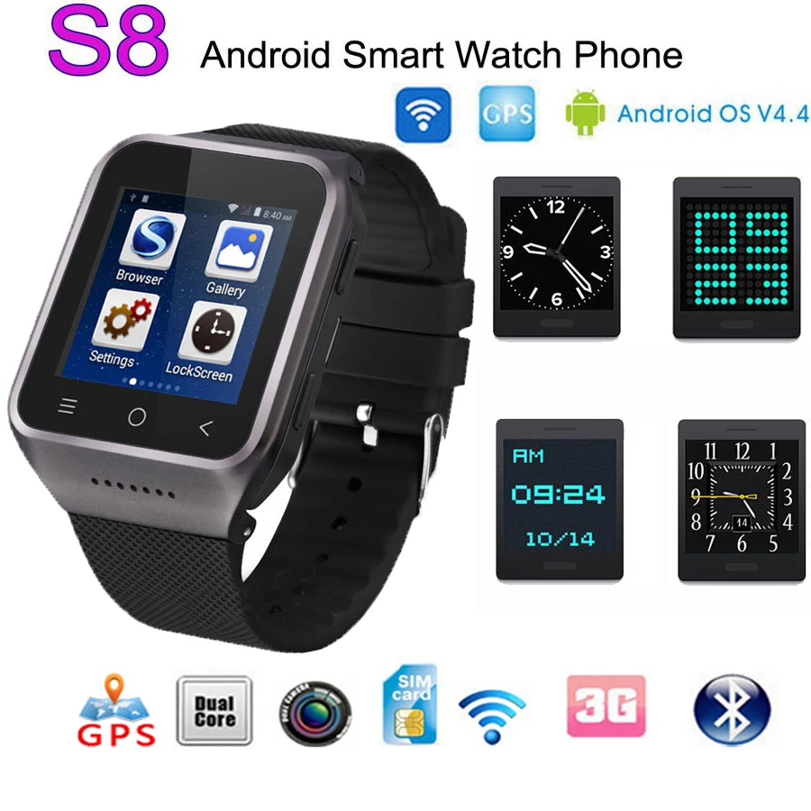 ZGPAX S8 bluetooth font b smartwatch b font 512M 4G Smart Watch built in 8G menory