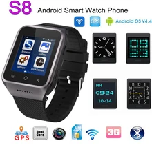 ZGPAX S8 bluetooth smartwatch 512 Mt + 4G Smart Uhr in 8G gebaut menory 1,2 GHz unterstützung 3G, wifi, GPS, SIM, Kamera für Android IOS beobachten