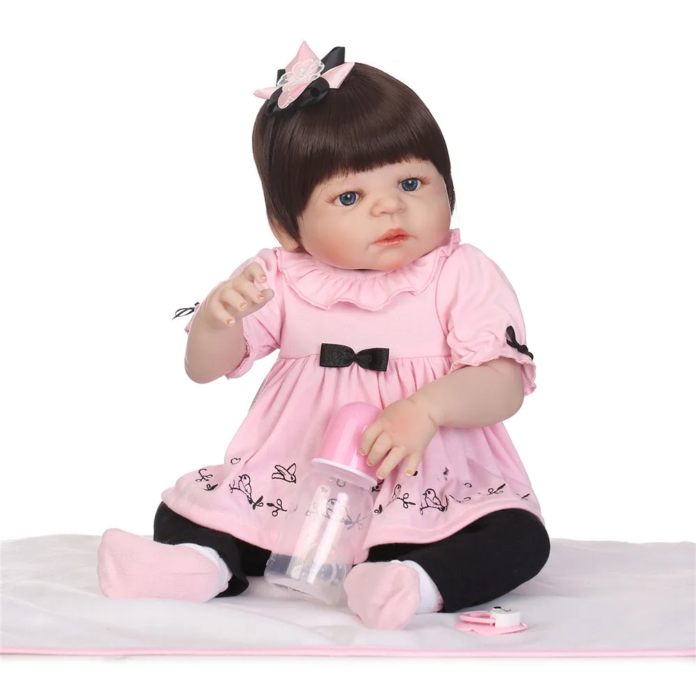 

23'' Lifelike alive reborn baby dolls full body silicone Reborn Baby Doll bebe girl reborn bonecas can bathe BJD doll