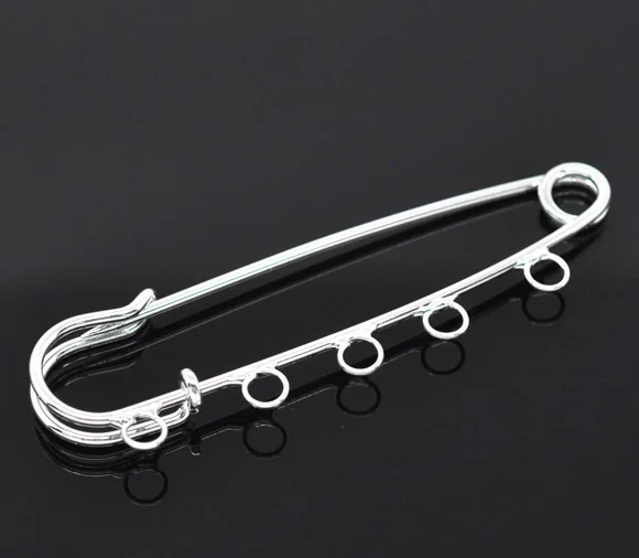 20 Silver Plated 5Holes Brooches Findings 7x2cm DIY Hijab 