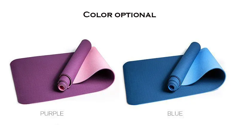 

6MM Double Color 183cmX61cm TPE Non-slip Yoga Mats For Fitness Tasteless Brand Pilates 8 Color Gym Exercise Pads with Free Bag