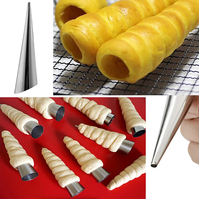 

12PCS Spiral Croissants Roll Bread Mold Set Stainless Steel DIY Pastry Cream Horn Cake Mould Kitchen Cake Dessert Baking Tools