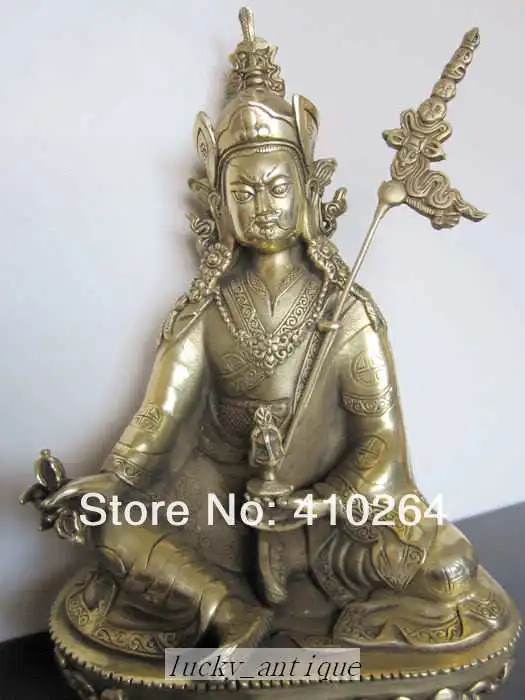

0116P [old craft ] Fast shipping TIBET Guru Rinpoche Padmasambhava BRONZE BUDDHA Statue (A0314)