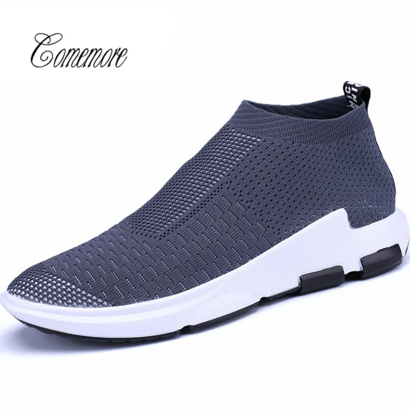 Comemore Breathable Running Shoes For Men Sneakers Socks Men's Sports Shoes Sport Summer Training Shoes Men Gray Tennis