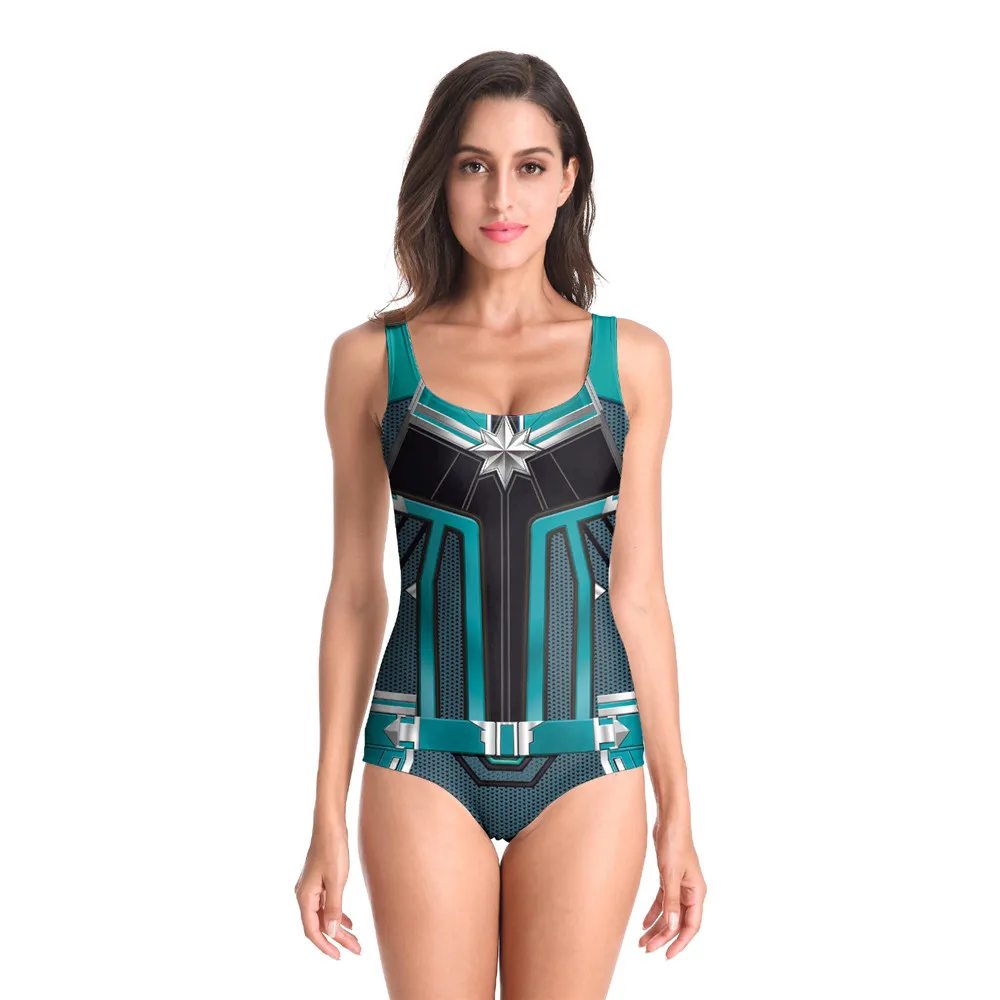 Avengers Endgame Captain Marvel Cosplay Sexy Costumes Bodysuit for Women Bikini Jumpsuit Swimwear 3D printing Jumpsuits Swimsuit
