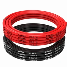 10 AWG силиконовый провод, монтажные провода, 1,5 м, черный и 1,5 м, красный гибкий провод из луженой меди, высокая термостойкость