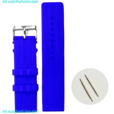 24mm Blue Dress Silicone Jelly Rubber Ladies Men Watch Band Straps WB1071E24JB