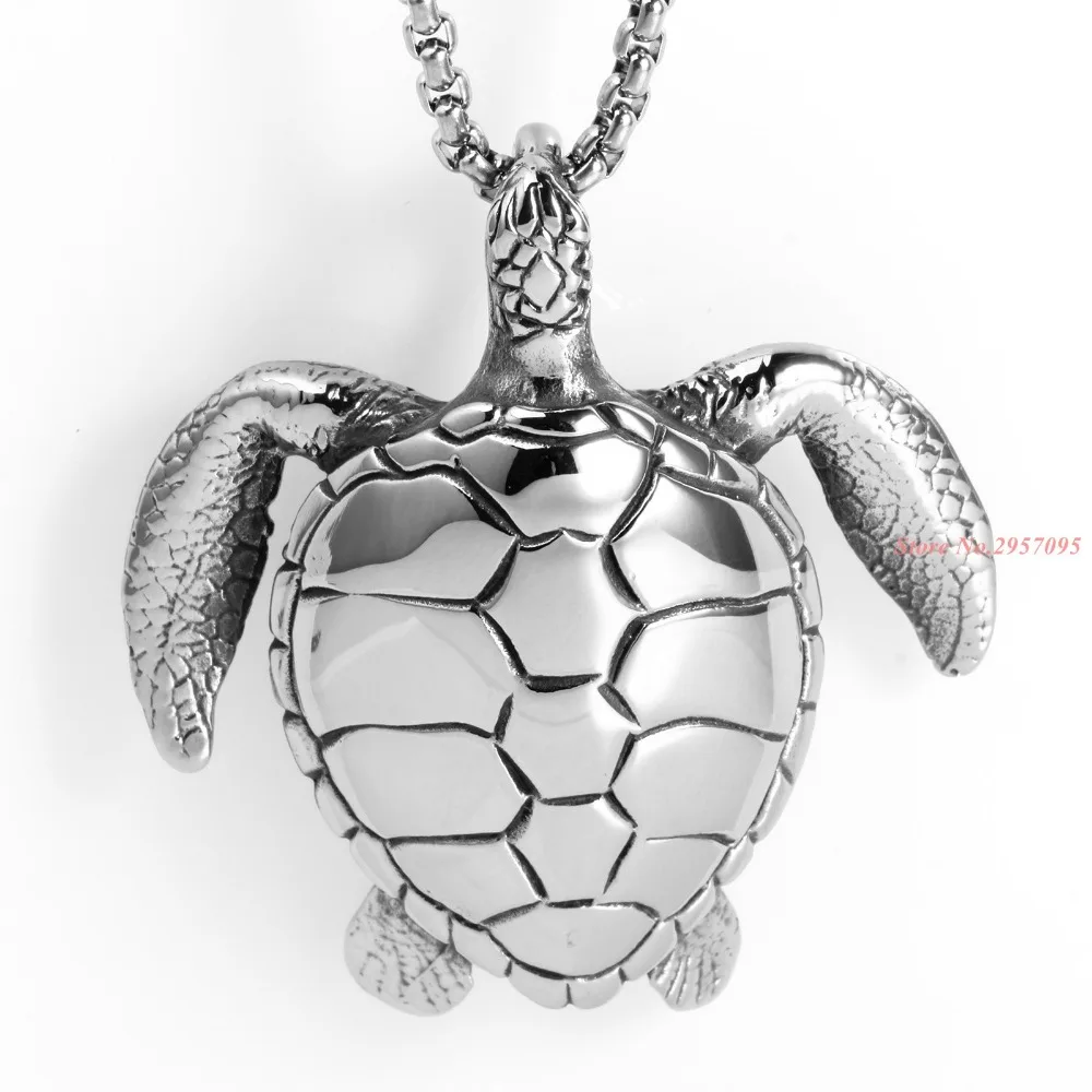 Charming Men's Gift 316L Stainless Steel Silver Tone Sea Turtle Pendant