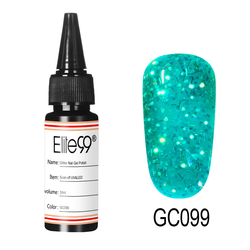GC099 Elite99 блестящий гель для ногтей с блёстками лак 30 мл ногтей искусство замочить УФ светодиодный для маникюра геллак полуперманентный лак - Цвет: GC099