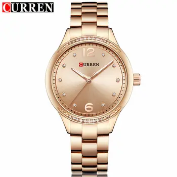 

Curren Women's Fashion Casual Women Watches Top Brand Luxury Gold Full Steel Quartz Watch Dress Ladies Wristwatch Jewelry Gifts