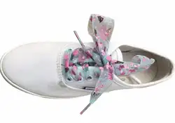 Мода сладкий прозрачный шифон Printe цветные шнурки обувь шнурки для холст спортивная обувь шнурсм Ки 2,8 см широкий длинный см 120