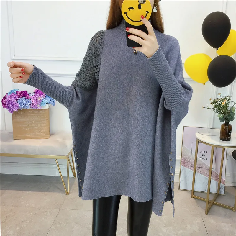 Women Pullover High Collar Sweater Winter Embroidery Fashion Sweaters 2018 New Autumn Female Loose Bat Sleeve Knit Sweater XY723 Women Pullover High Collar Sweater Winter Embroidery Fashion Sweaters 2018 New Autumn Female Loose Bat Sleeve Knit Sweater XY723