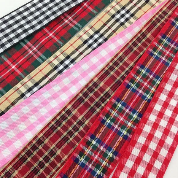 1 25mm mix color tartan plaid ribbon bows appliques sewing plaid christmas ribbon wholesale