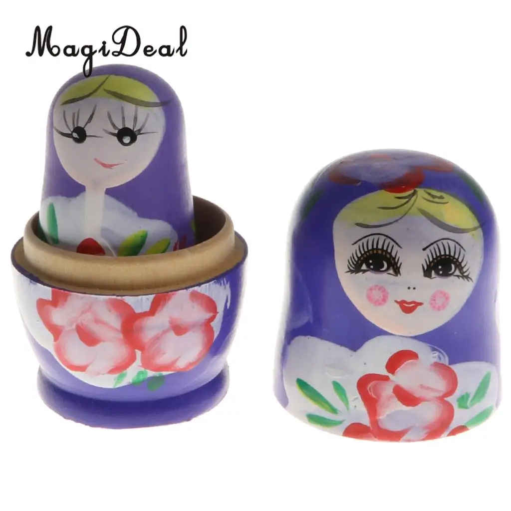 5PCS Wooden Russian Nesting Dolls Matryoshka Stacking Nested Dolls Toys Christmas Gifts Home Decoration for DIY Hand Painted