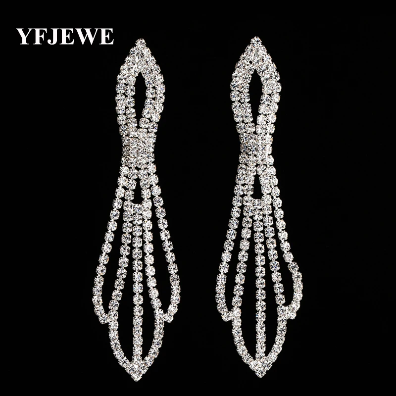 

YFJEWE New Earrings Long women pendant earrings long hanging earrings with stones crystal jewelry gifts pendientes mujer E396