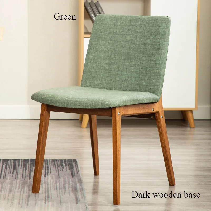 Nordic Home Furniture Minimalist Bedroom Study Chair Solid Wood Back Office Restaurant Meeting Coffee Hotel Dining Modern Chairs - Цвет: Dark wood Green