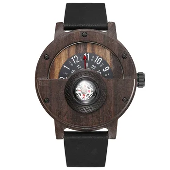 

Unique Wood Watch Men Women Fashion Quartz Clock Compass Half Dial Natural Wooden Wristwatch Luxury Analog Wooden Watch Male
