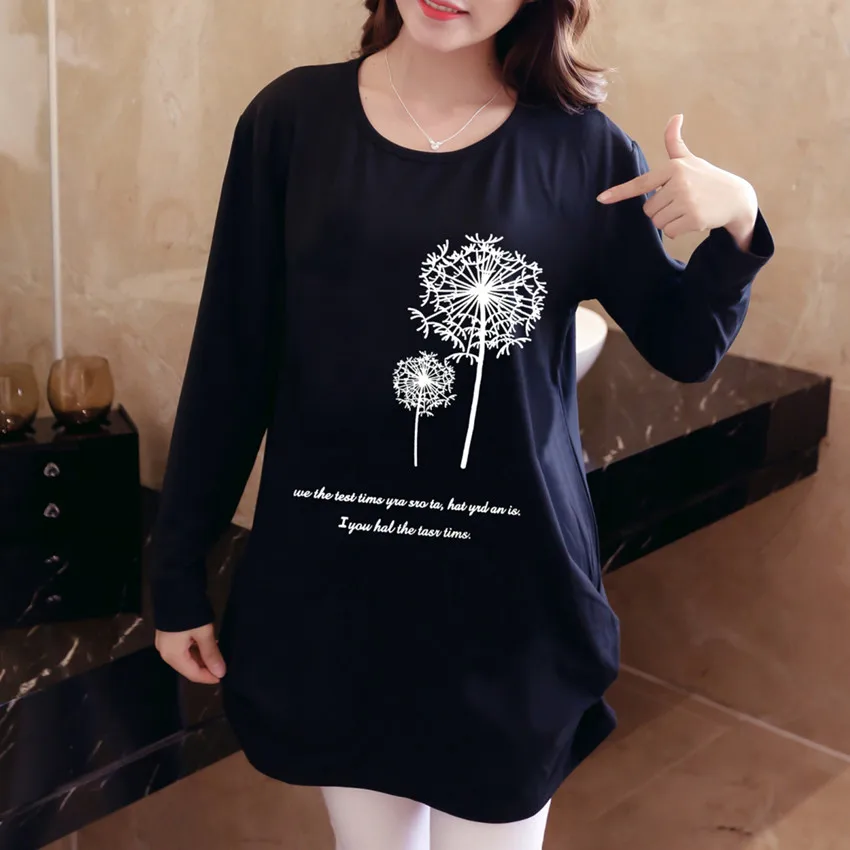 

women 2019 new autumn winter Hoodies & Sweatshirts casual pullover long sleeve loose plus size warm cute print black tunic