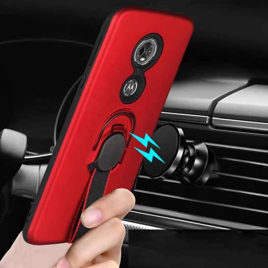 

PC TPU Case For Motoro Moto E4 Plus E5 G6 Play Cover Ribbon Stand Ring Housing