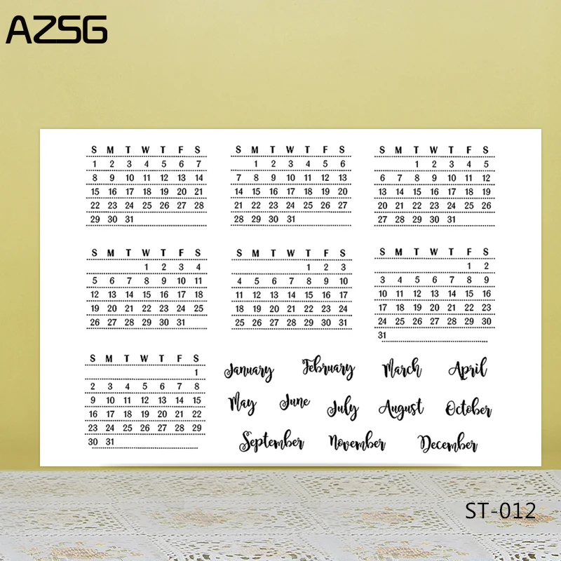 

AZSG Calendar Month Clear Stamps for DIY Scrapbooking Photo Album Decoretive Transparent Stamps Embossing Stencial 11*16