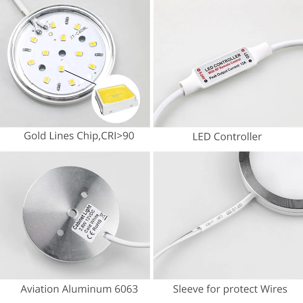 Авиационный алюминий 6063 светодиодный светильник под шкаф Точечный светильник кухонный бар пульт дистанционного управления освещением переключатель яркости Регулировка 12 В постоянного тока