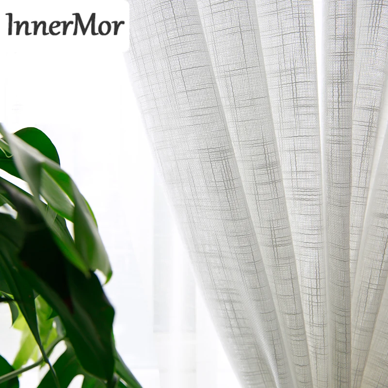

Innermor Solid Tulle Curtains For Livingroom American modern style curtain for bedroom white tulle for kitchen Window Customized