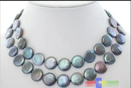 

Hot sale new Style >>>>> 30" 15MM BLACK COIN FRESHWATER CULTURED PEARL NECKLACE