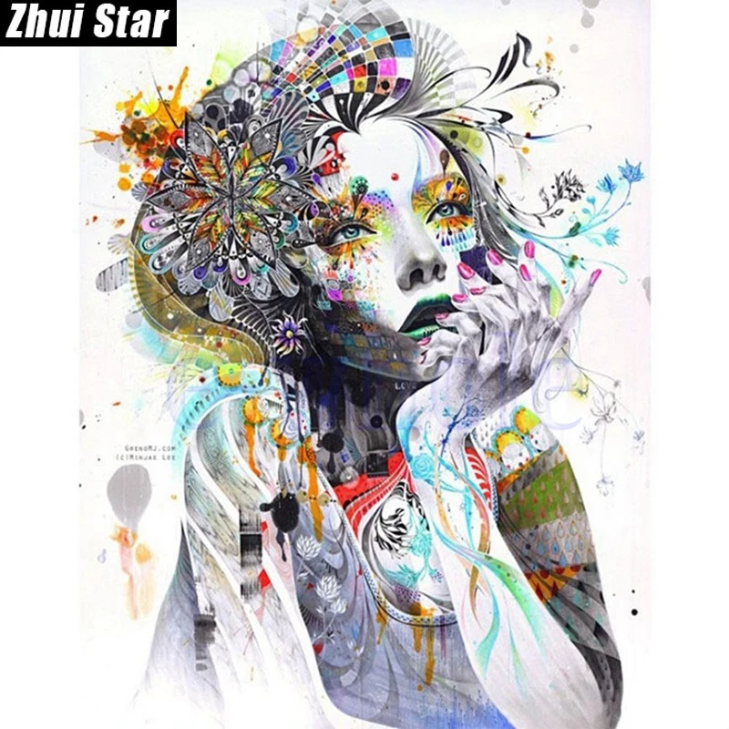 

Zhui Star 5D DIY Diamond Painting "colorful girl" Embroidery Full Square Diamond Cross Stitch Mosaic Decor Gift