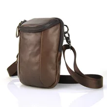 Genuine Leather Men Bag Small Shoulder Bags Messenger Crossbody Mens Women Handbag Free Shipping Fanny Belt Waist Purse