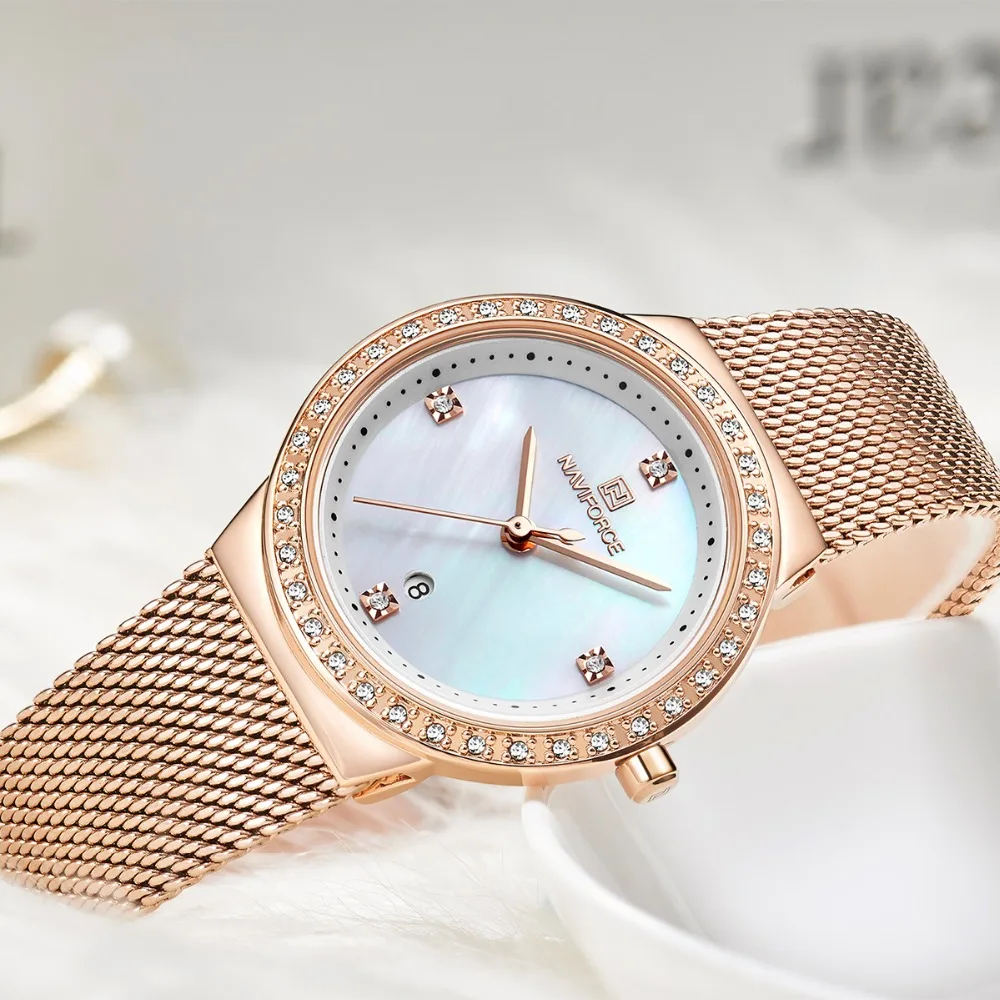NAVIFORCE для женщин Элитный бренд часы Простой кварцевые Леди водостойкие наручные Женская мода повседневное часы reloj mujer