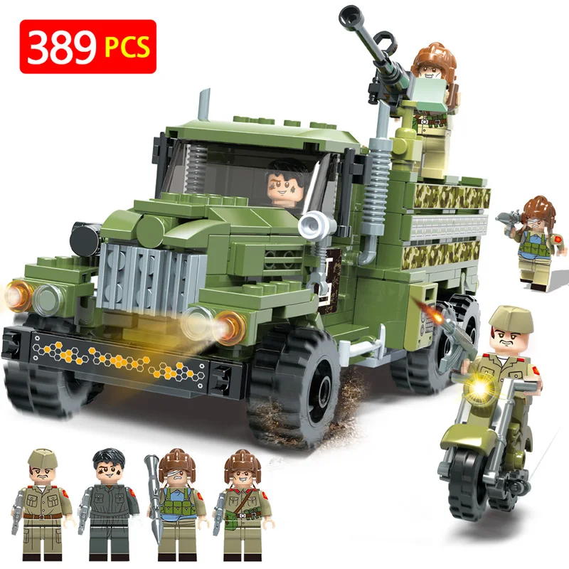

Ural Mailitary Truck Building Blocks Compatible LegoINGLY Military Series Soldier Bricks Enlightening Fun Toys For Children Gift