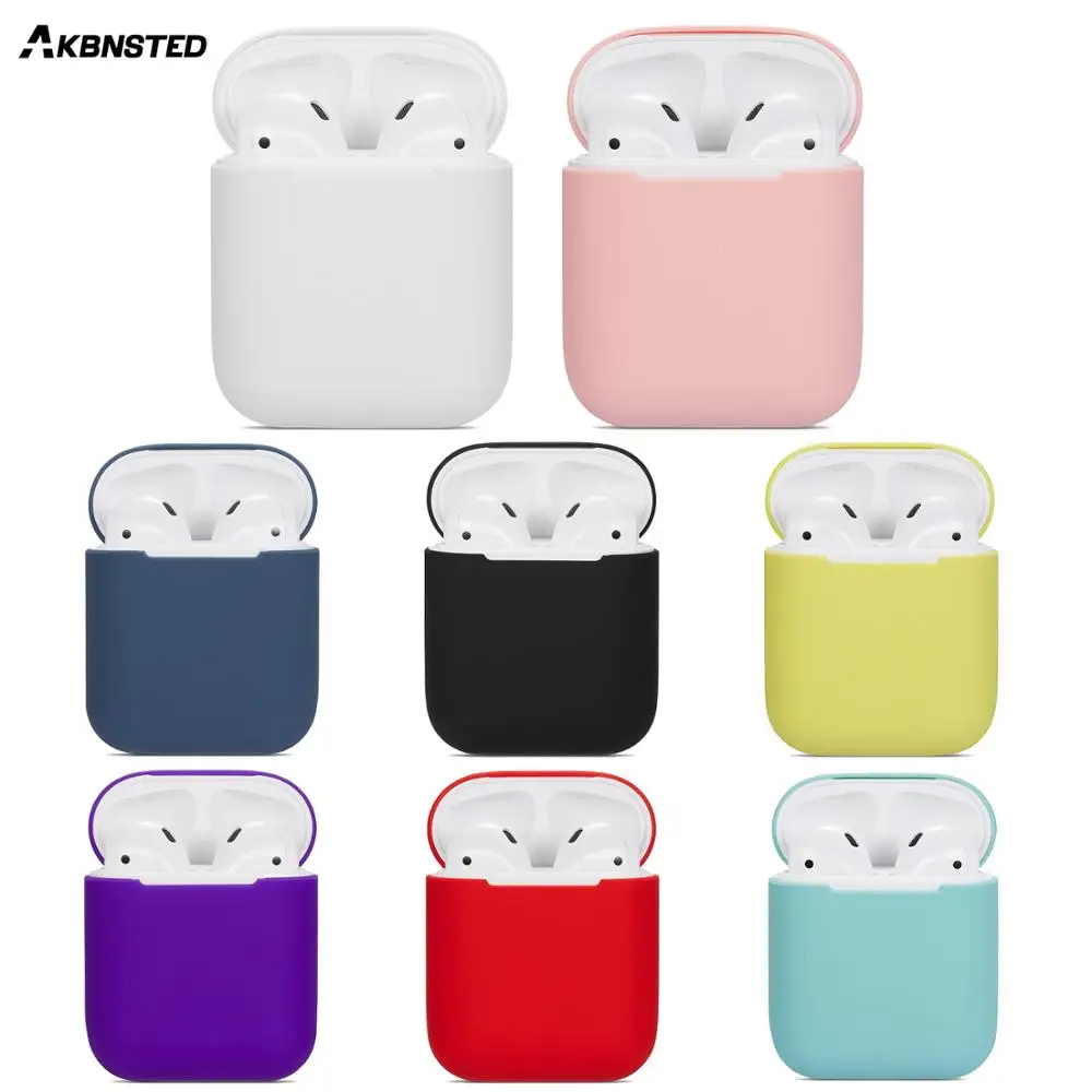 

AKBNSTED Ultra Thin Silicone Case For Airpods Shockproof Cover For Apple AirPods Waterproof Earphone Protector Case Charging Box