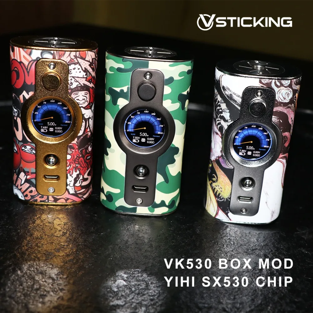 Original VSTICKING VK530 200W TC Vape Kit Graffiti BOX MOD YIHI SX530 CHIP Powered By Dual 18650 Battery Vape Vaporizer