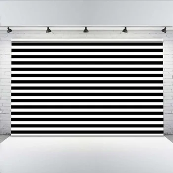 

Mehofoto White and Black Stripe Backdrops Graduation Prom Photo Booth Backgrounds Studio Computer Printed MW-312