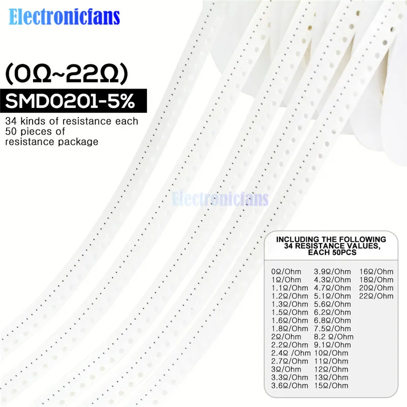 1700 шт./лот 0201 SMD резистор 0R 10 м Ом 5% 1/20 Вт 0 25 чип сопротивления фиксированный набор