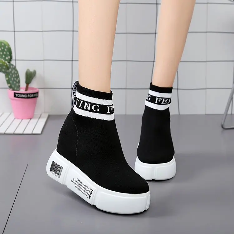

LanLoJerzapatillas mujer 2018 Woman Sneakers fashion high top tenis feminino breathable increasing Non Slip Damping espadrilles